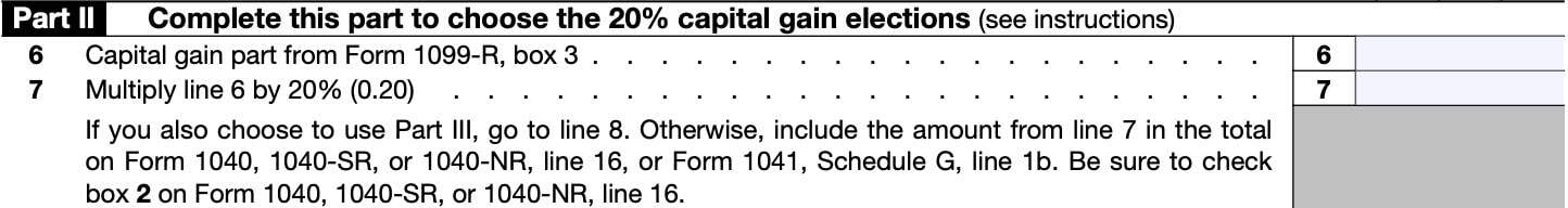 IRS Form 4972, Part II helps calculate capital gains tax