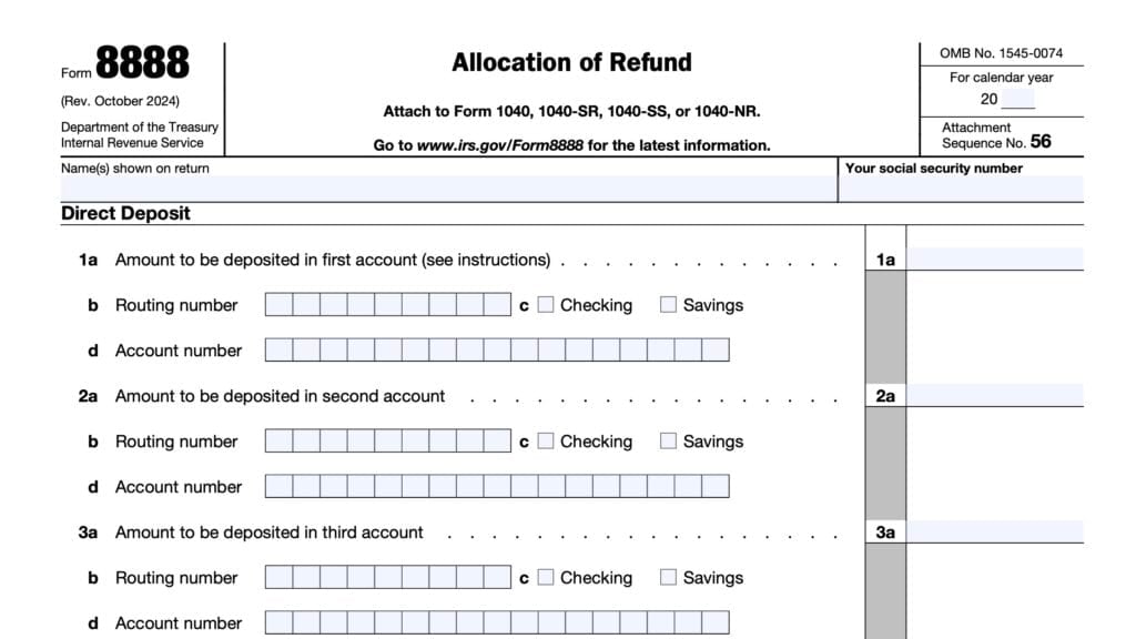 irs form 8888, allocation of refund