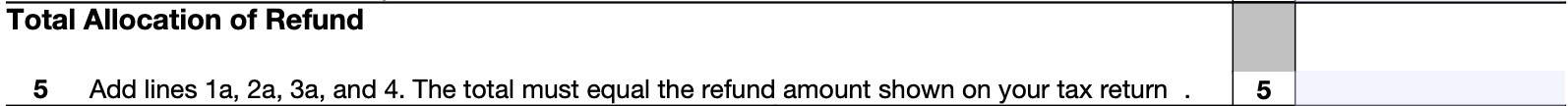 irs form 8888, line 5, total allocation of refund