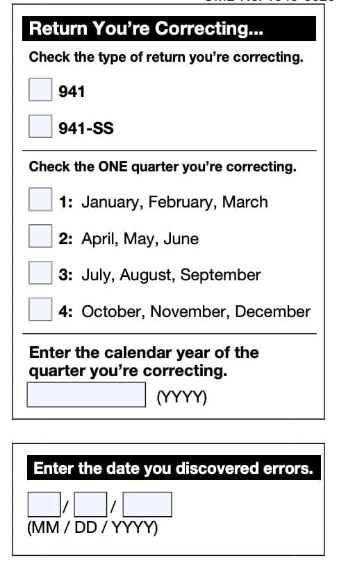 type of tax return you're correcting