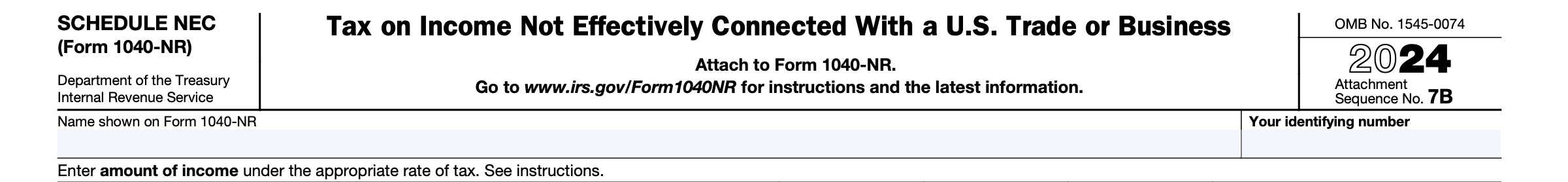 schedule NEC (Form 1040-NR), taxpayer information