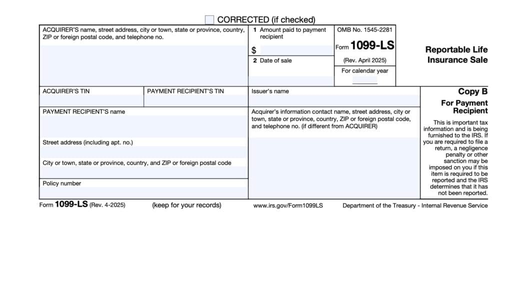 irs form 1099-LS, reportable life insurance sale