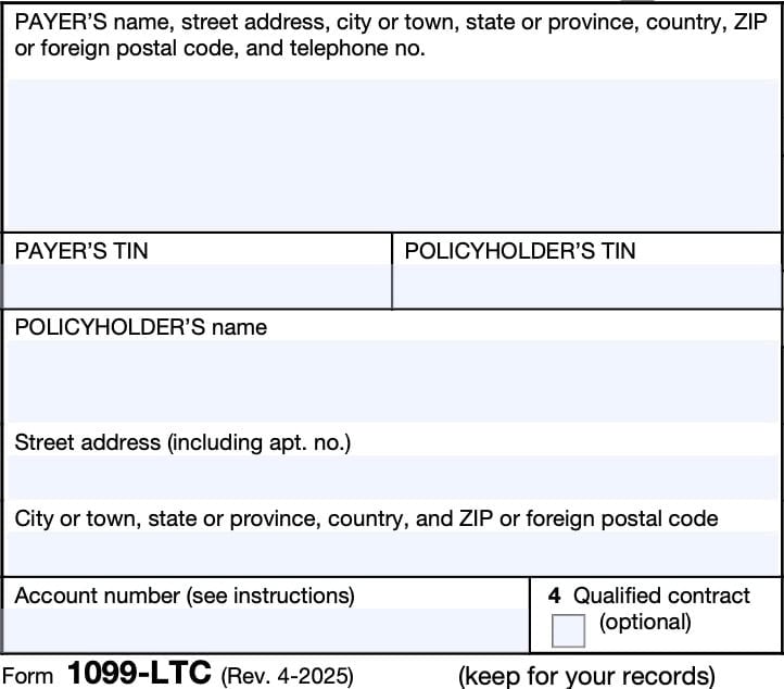irs form 1099-ltc, taxpayer information