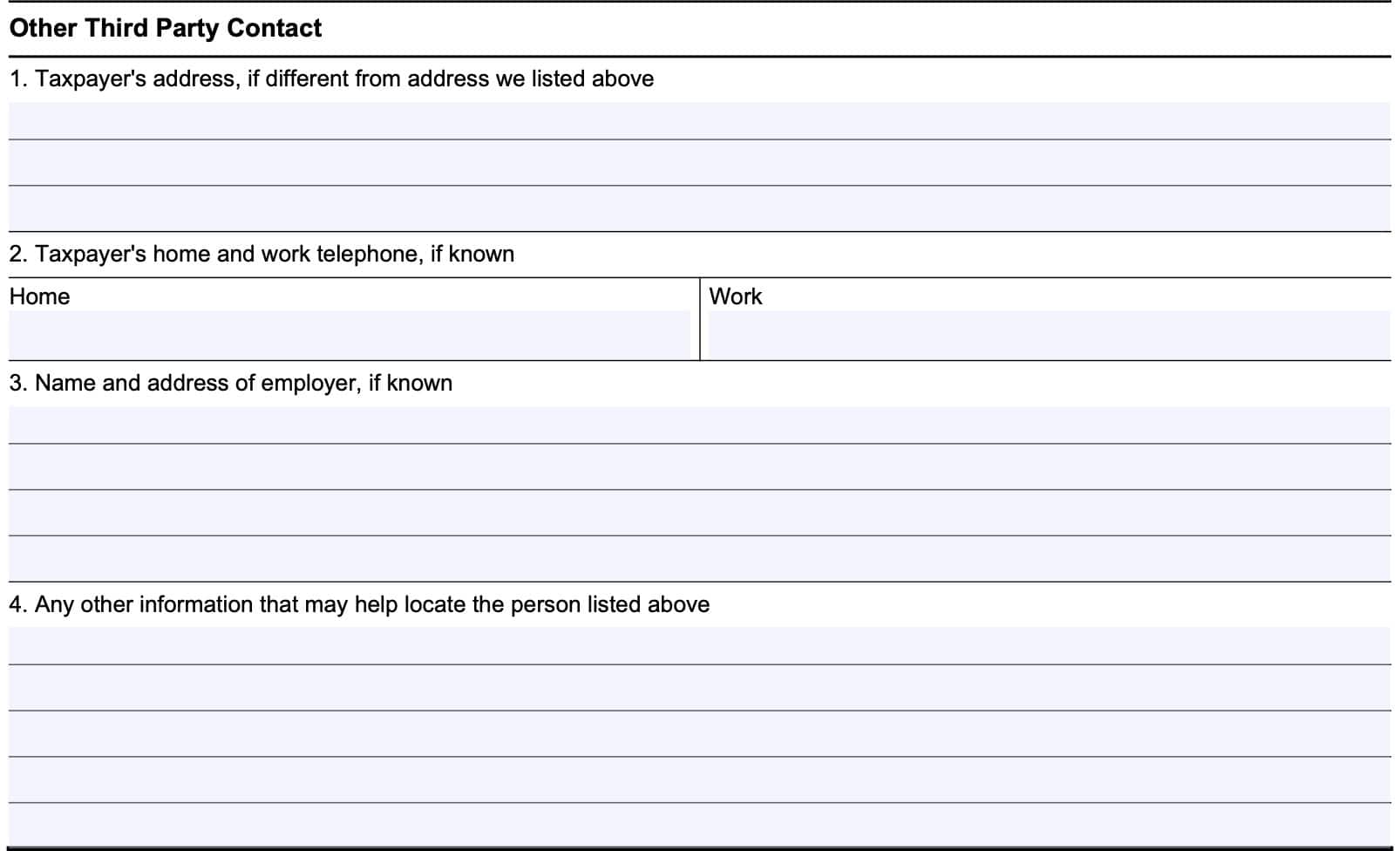 irs form 15106, other third party contact