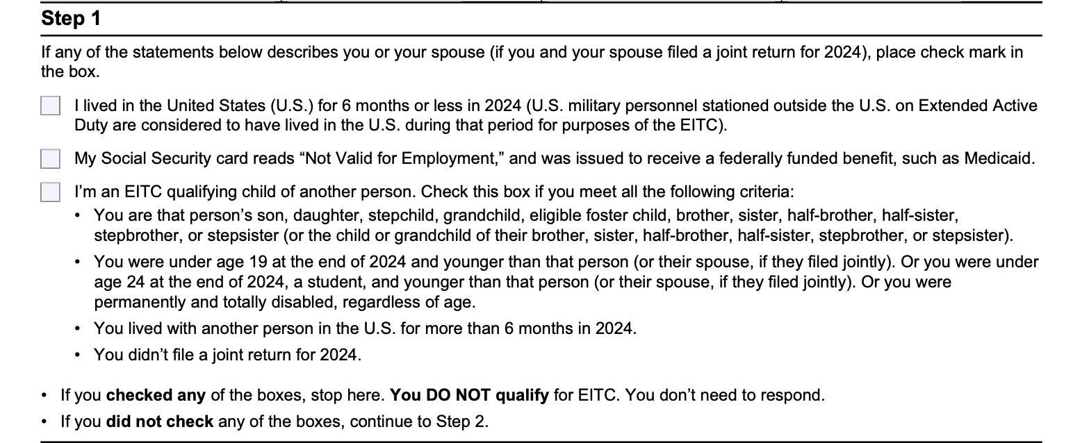 IRS Form 15111, Step 1