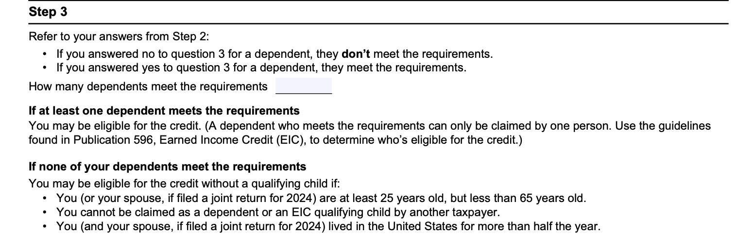 IRS Form 15111, step 3