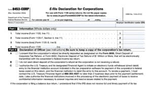 irs form 8453-corp, e-file declaration for corporations