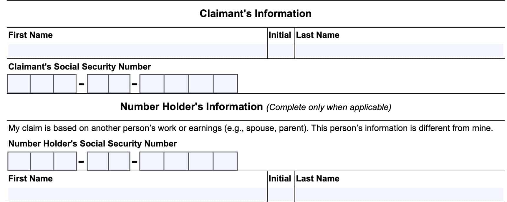 form ssa 1696, claimant's information