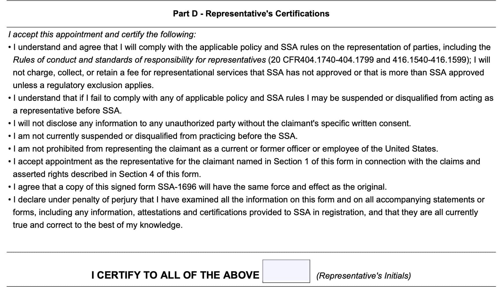 form ssa 1696, section 5, part d