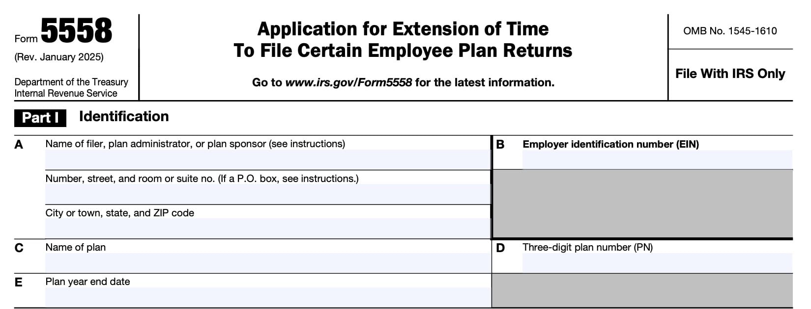 irs form 5558, part i: identification