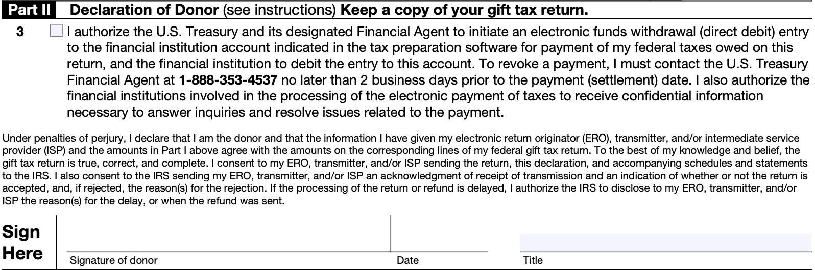 irs form 8453-eg, part ii, declaration of donor
