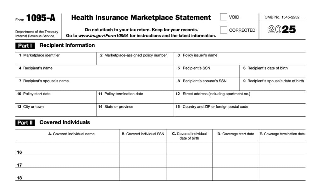irs form 1095-a, health insurance marketplace statement