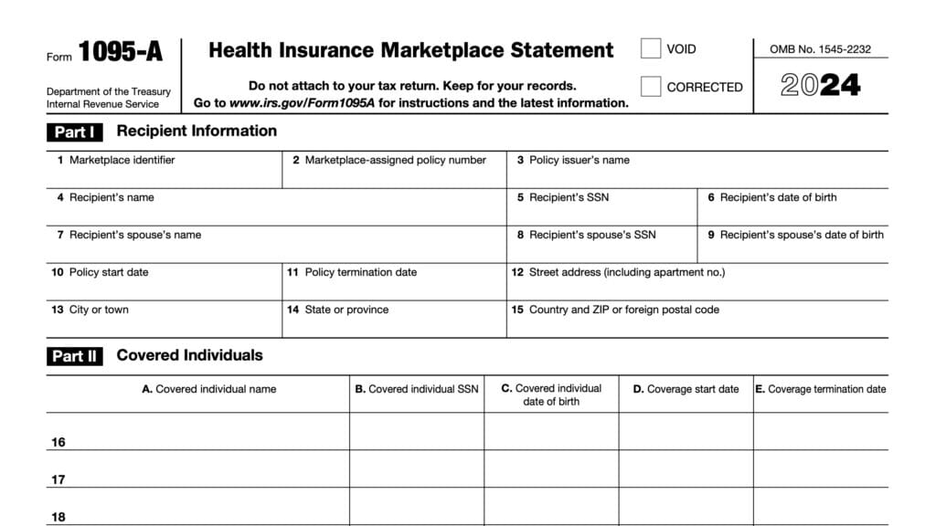 irs form 1095-a, health insurance marketplace statement