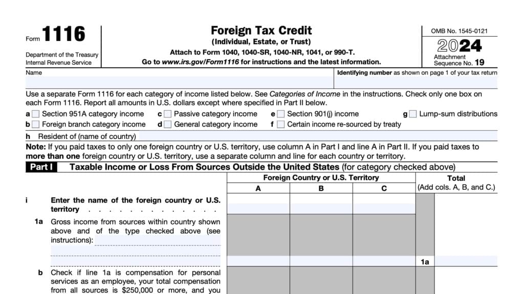 irs form 1116, foreign tax credit