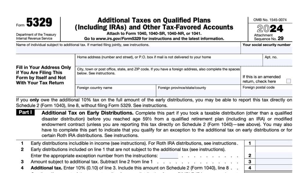 irs form 5329, additional taxes on qualified plans and other tax-favored accounts