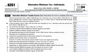 irs form 6251, alternative minimum tax-individuals
