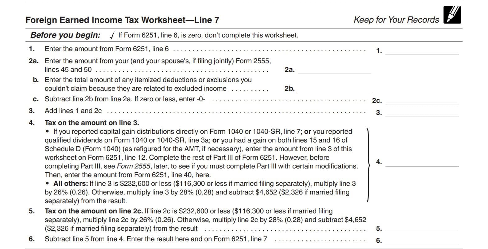 Line 7 foreign earned income worksheet
