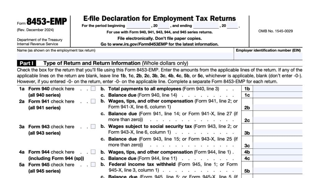 irs form 8453-emp, E-file Declaration for Employment Tax Returns