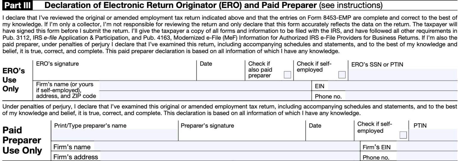 Sc8453 Form IRS Form 8453-EMP Instructions: Efile for Employment Taxes