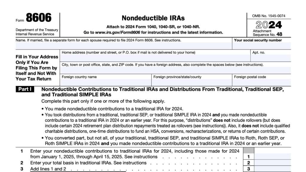 irs form 8606, nondeductible iras
