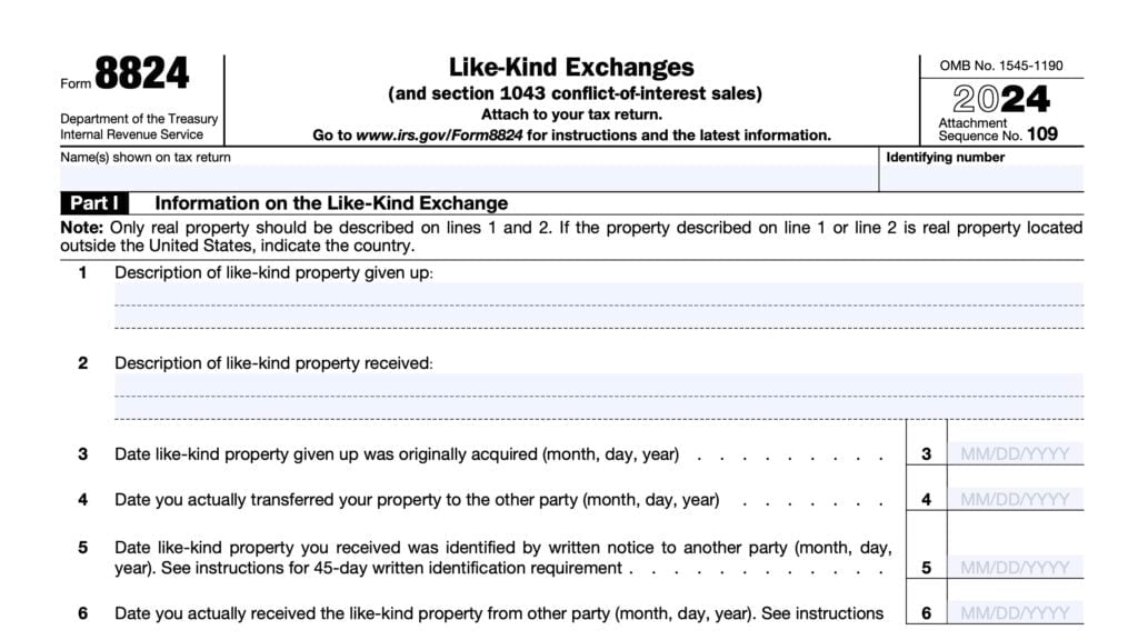 irs form 8824, like-kind- exchanges