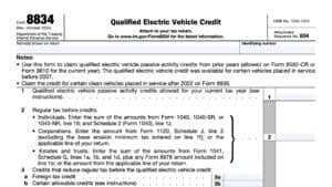 irs form 8834, qualified electric vehicle credit