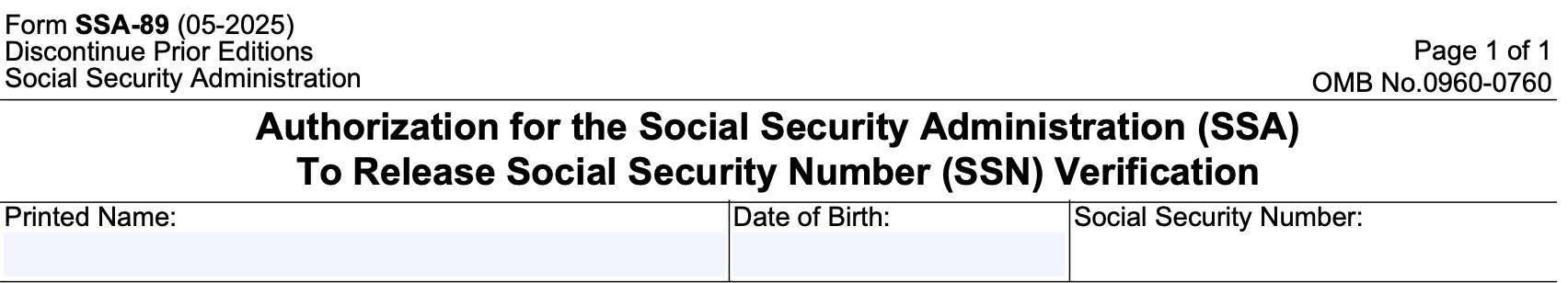 SSA-89 filer information