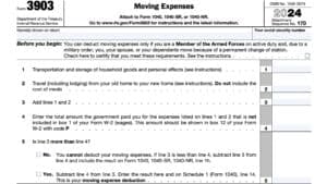 irs form 3903, moving expenses