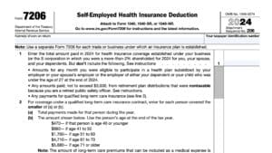 irs form 7206, self-employed health insurance deduction