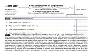 irs form 8879-corp, e-file authorization for corporations