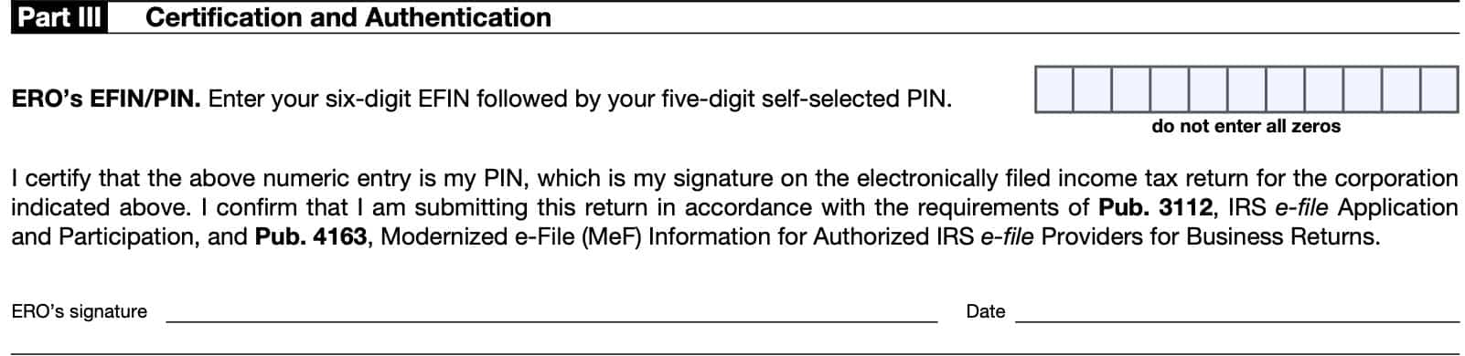 irs form 8879-corp, part iii: certification and authentication