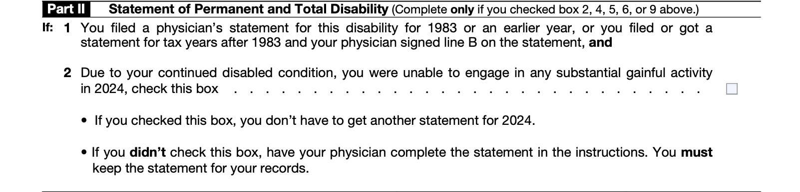 schedule r part ii, statement of permanent and total disability