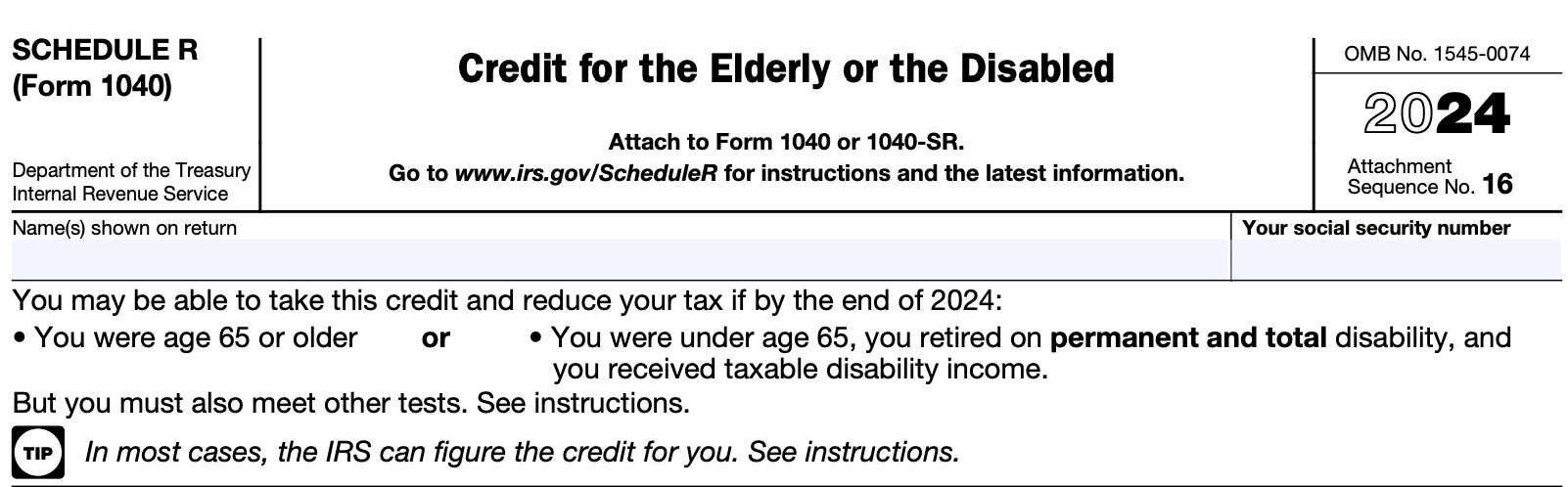 schedule r taxpayer information