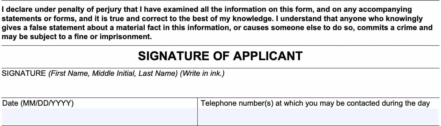 applicant signature