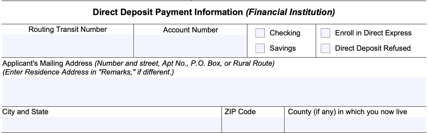 form ssa-1-bk direct deposit information
