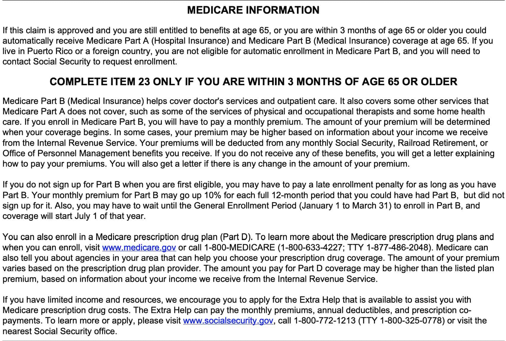 Medicare information