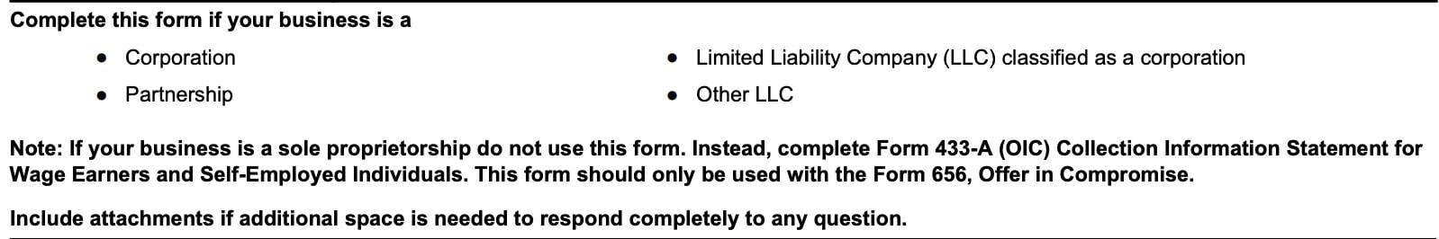 irs form 433-b instruction