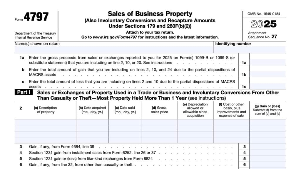 irs form 4797, sales of business property