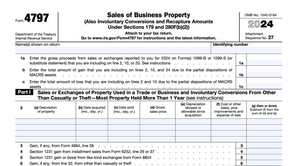 irs form 4797, sales of business property
