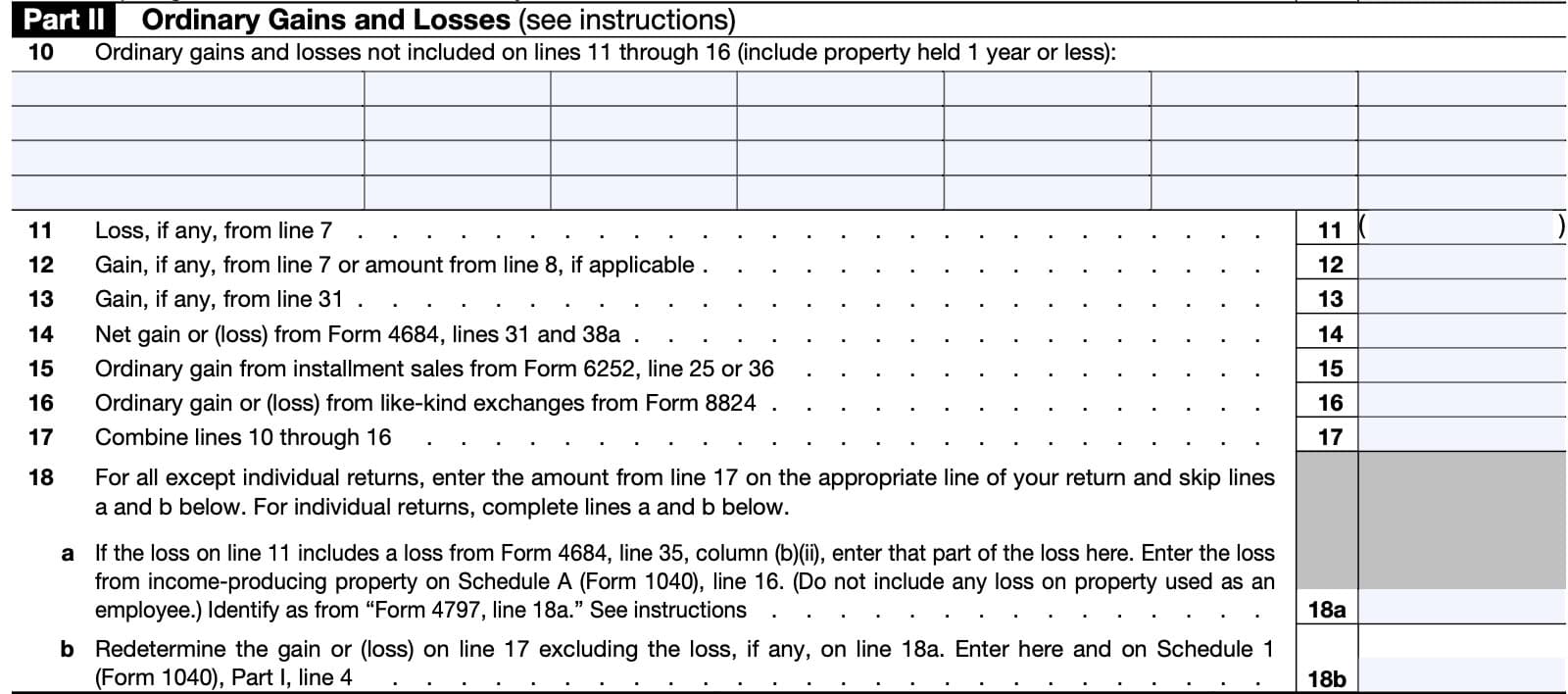 part ii: ordinary gains and losses