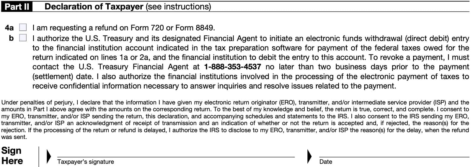part ii: declaration of taxpayer