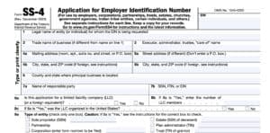 form ss-4: application for employer identification number (EIN)