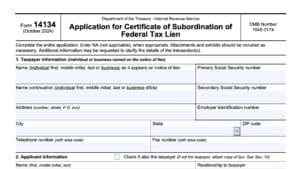 irs form 14134, application for certificate of subordination of federal tax lien