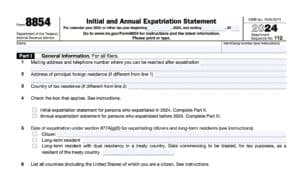 irs form 8854, Initial and Annual Expatriation Statement