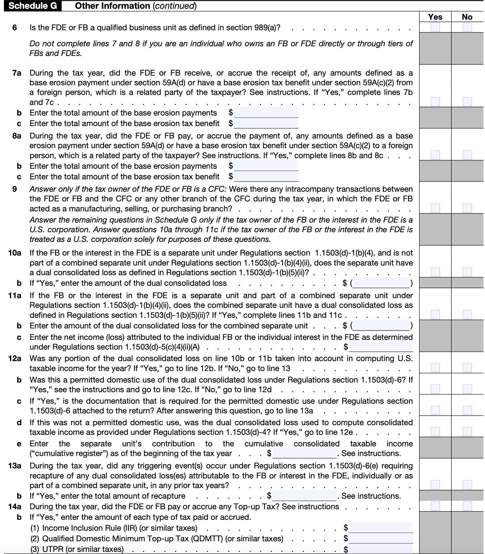 schedule g, continued