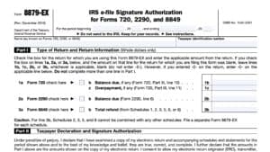 irs form 8879-ex, IRS e-file Signature Authorization for Forms 720, 2290, and 8849