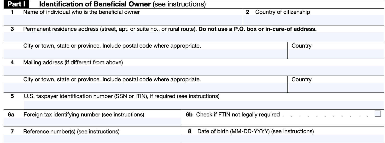 irs form w-8ben part i, identification of beneficial owner