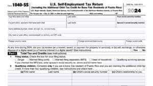 irs form 1040-ss, U.S. Self-Employment Tax Return (Including the Additional Child Tax Credit for Bona Fide Residents of Puerto Rico)