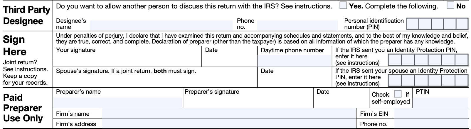 irs form 1040-ss, signature fields