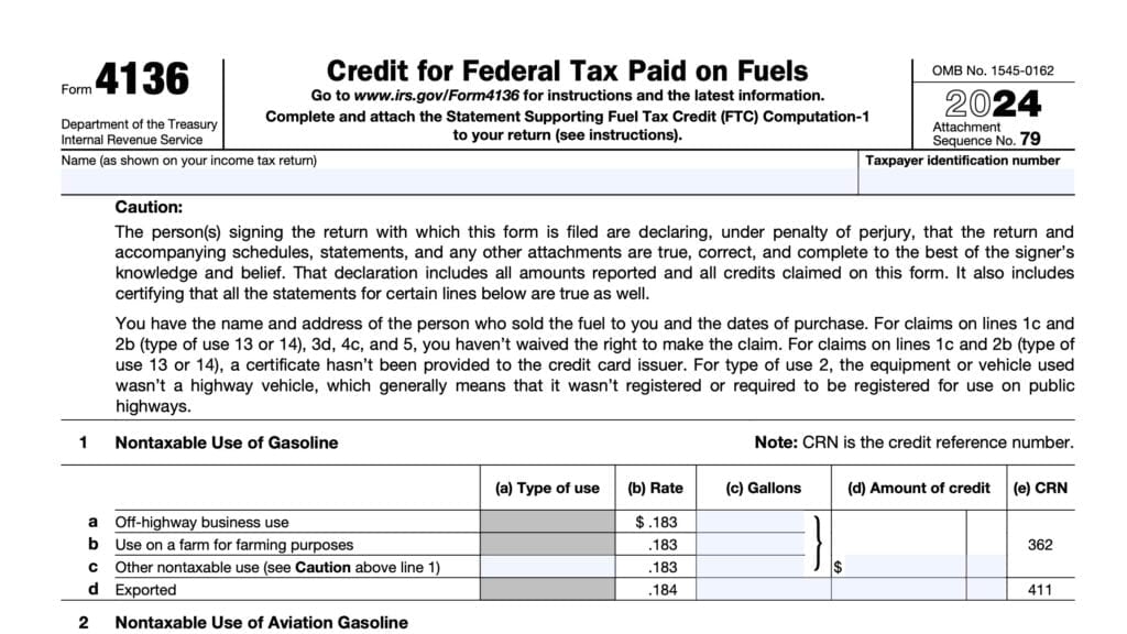 irs form 4136, Credit for Federal Tax Paid on Fuels
